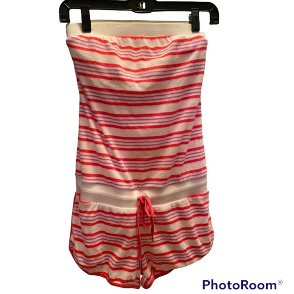 Y2K SEXY HTF TERRYCLOTH STRAPLESS STRIPED ROMPER JUMPSUIT PLAYSUIT ⭐️⭐️⭐️⭐️⭐️ - Picture 3 of 16